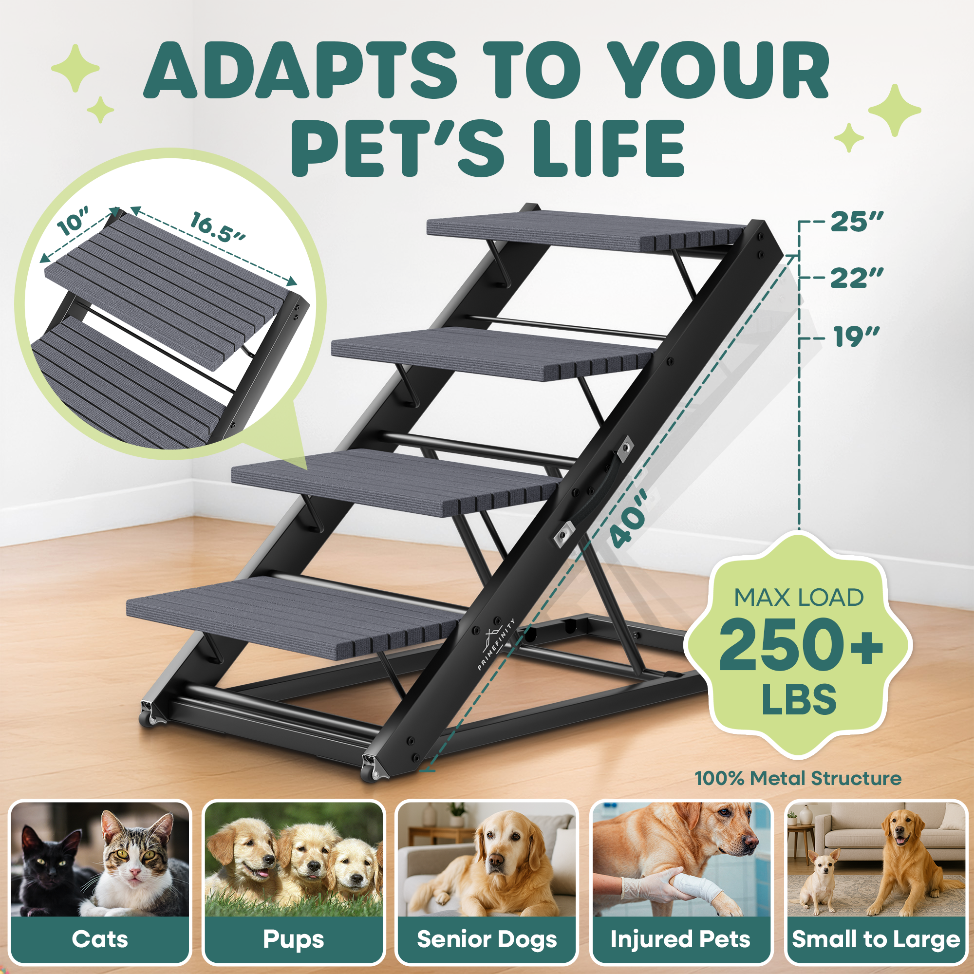 Adjustable Dog Ramp & Stairs (2-in-1)