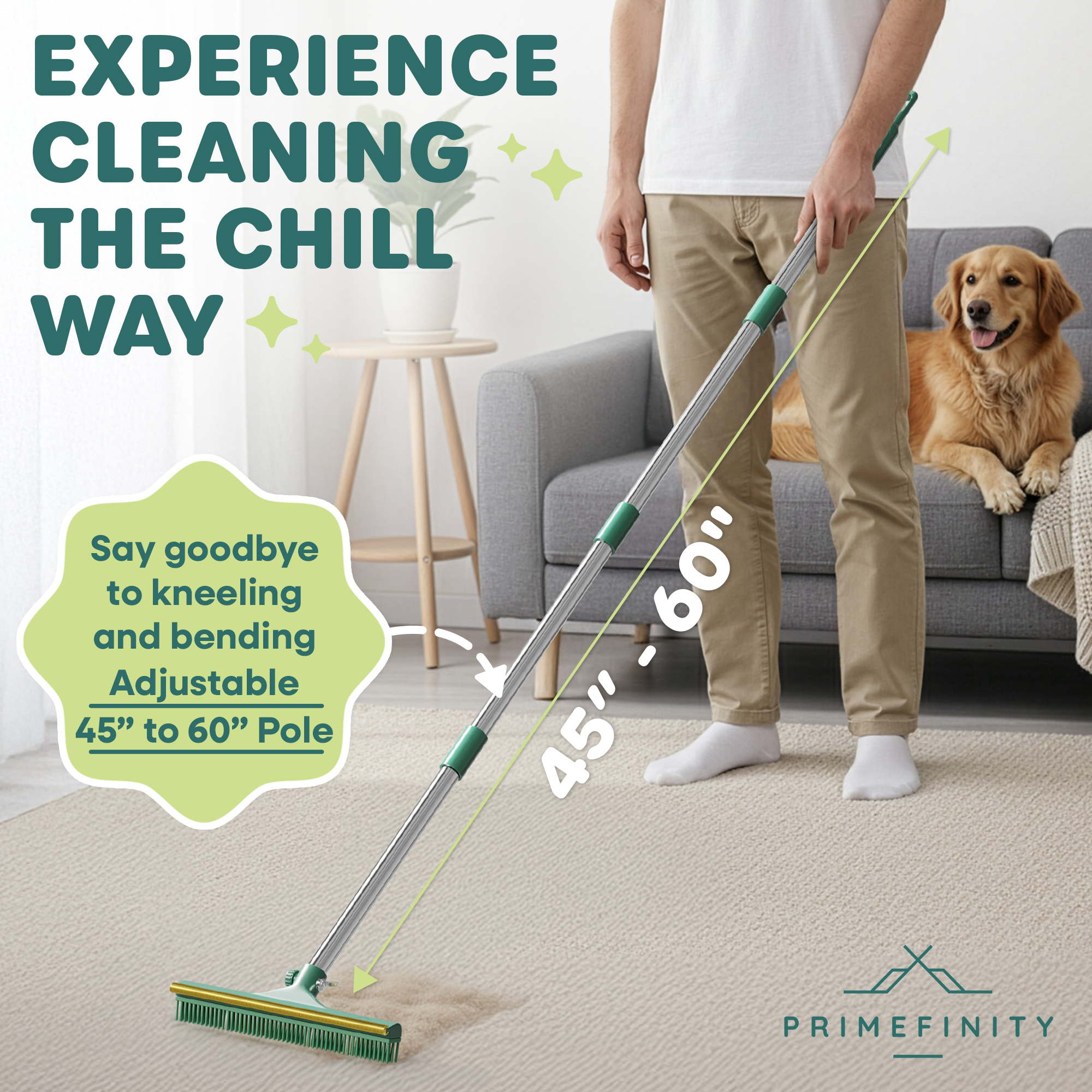 PrimeFinity Pet Hair Carpet Rake – Heavy-Duty Fur Remover for Rugs & Carpets